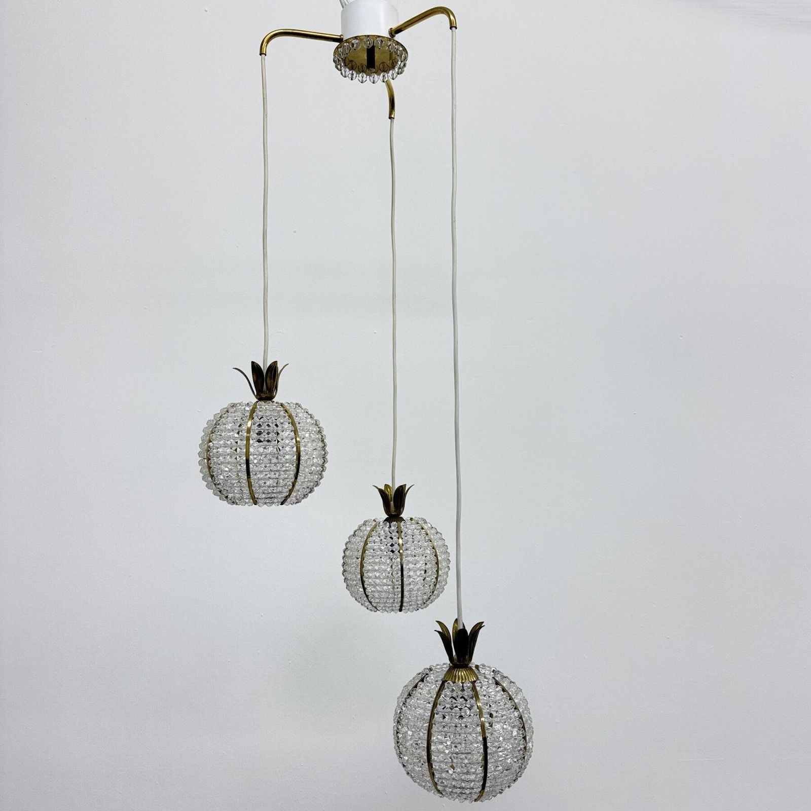 Rare Pinappple Design Cascade Hanging Lamp With 3 Balls By Emil Stejnar, 1950s photo furniture