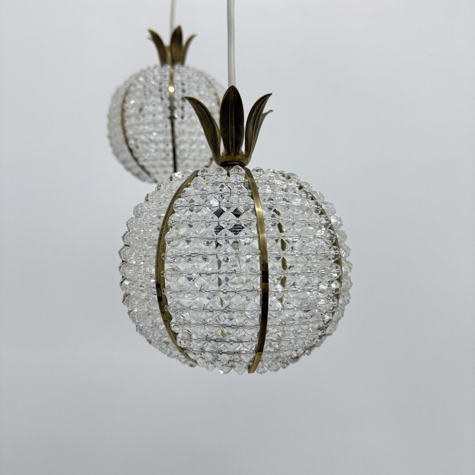Zeldzame Cascade Hanglamp Met Ananasdesign En 3 Bollen Van Emil Stejnar, Ca. Jaren 1950 photo vintage
