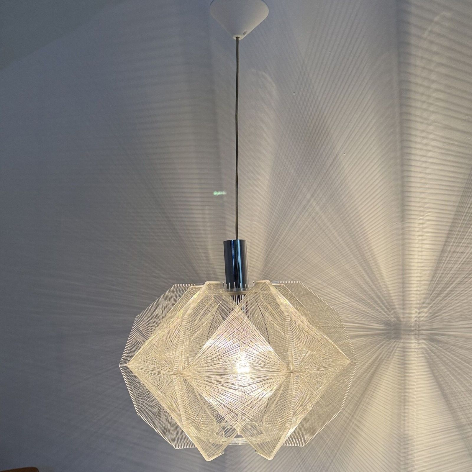 Paul Secon For Sompex Clear Wire Hanging Lamp , 1970s Germany photo Lighting