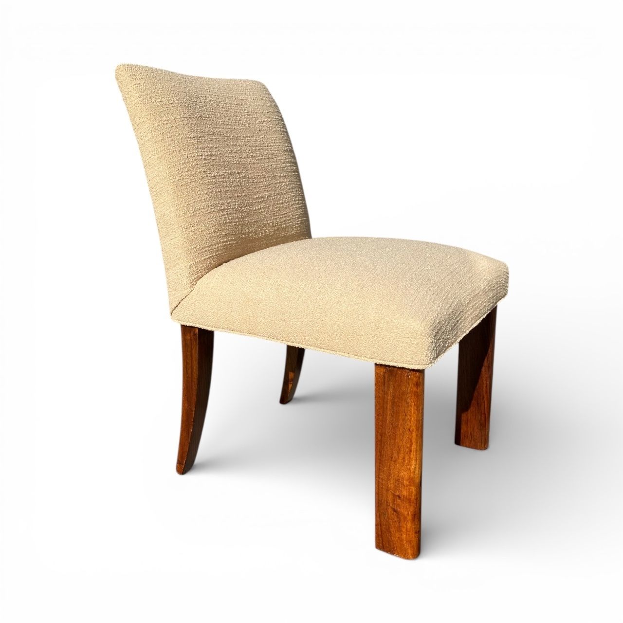 1930s Osvaldo Borsani Attributed Rosewood Side Chair Wool Boucle Italy Art Deco Seat Armchair Restored And Upholstered