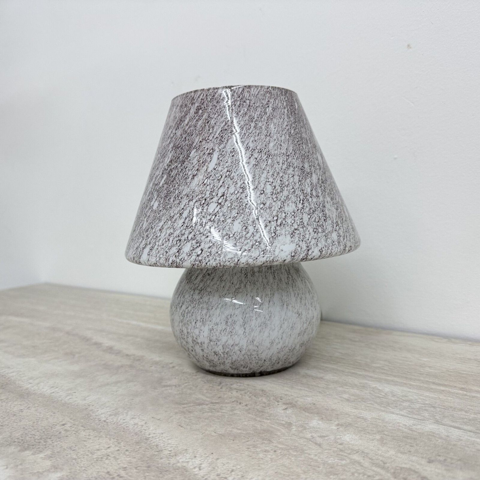 Mid Century Design Paddenstoel Glazen Tafellamp, Jaren 1970 photo vintage