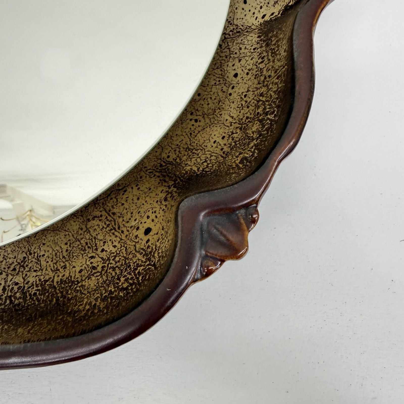 Mid Century Illuminated Brown Ceramic Mirror By Pan Keramik, Germany, 1970s photo Home Decor