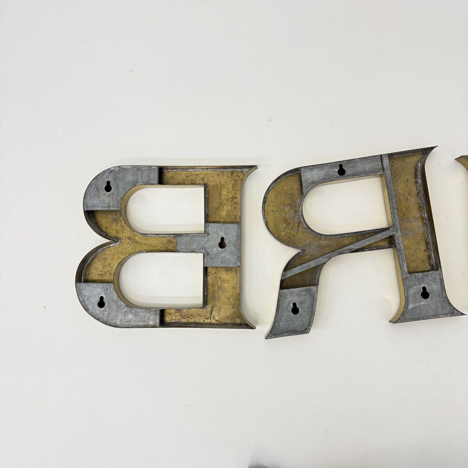 photo furniture Antique Brass Large Letters ‘Brut’ , 1930’s