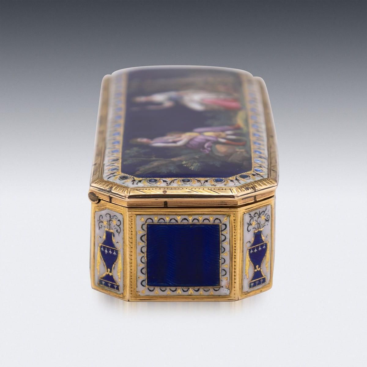 photo for sale Antique 19th Century German 18k Gold & Enamel Snuff Box, Hanau C.1820