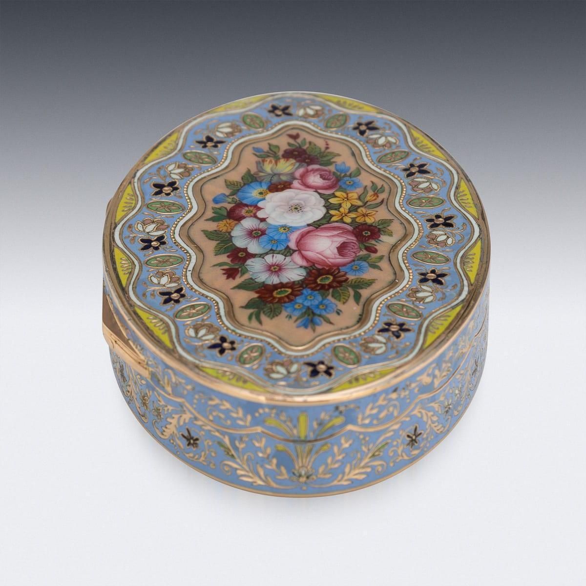Antique 19th Century Swiss 18k Solid Gold & Enamel Snuff Box, Geneva C.1830 photo vintage