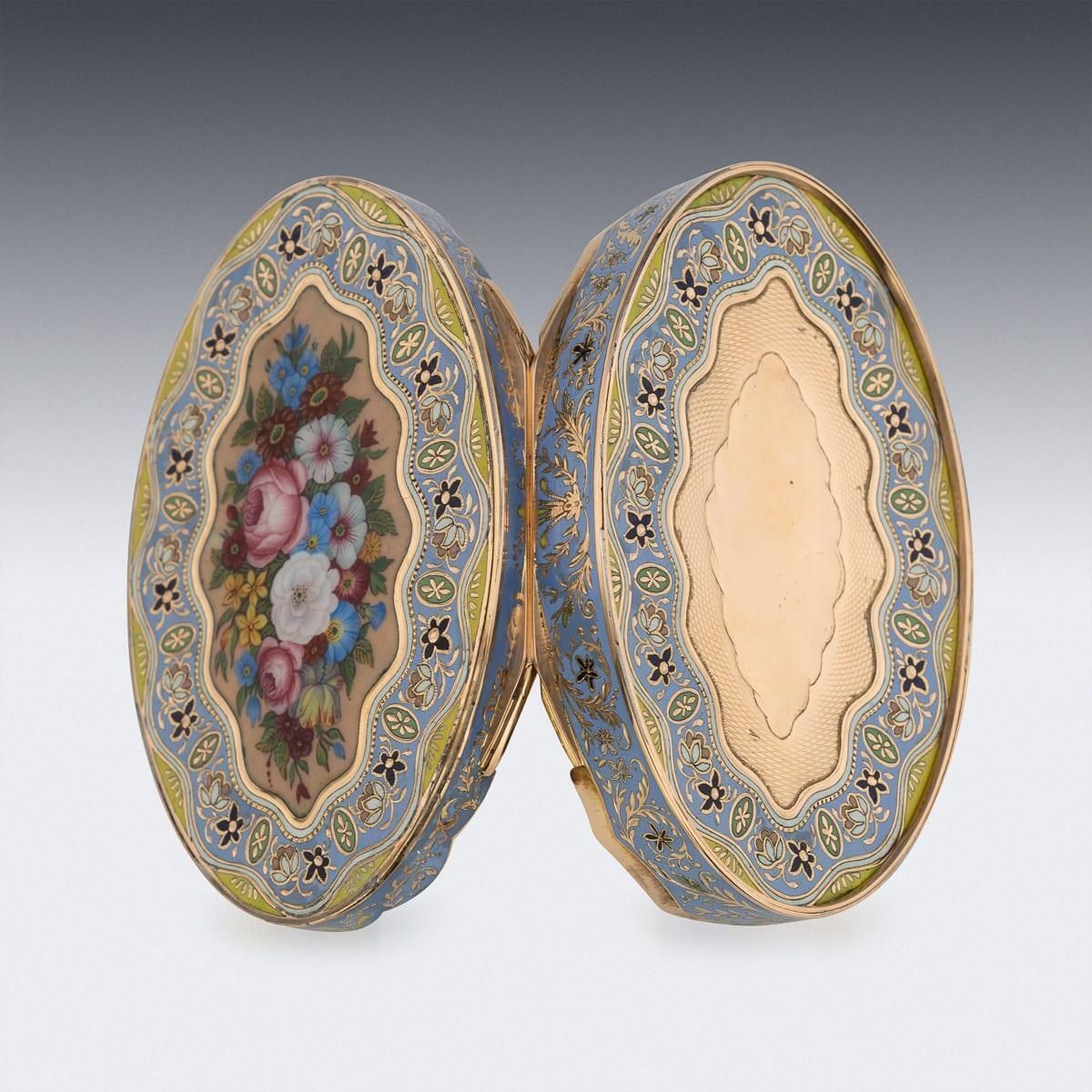 15841.0 Antique 19th Century Swiss 18k Solid Gold & Enamel Snuff Box, Geneva C.1830 photo