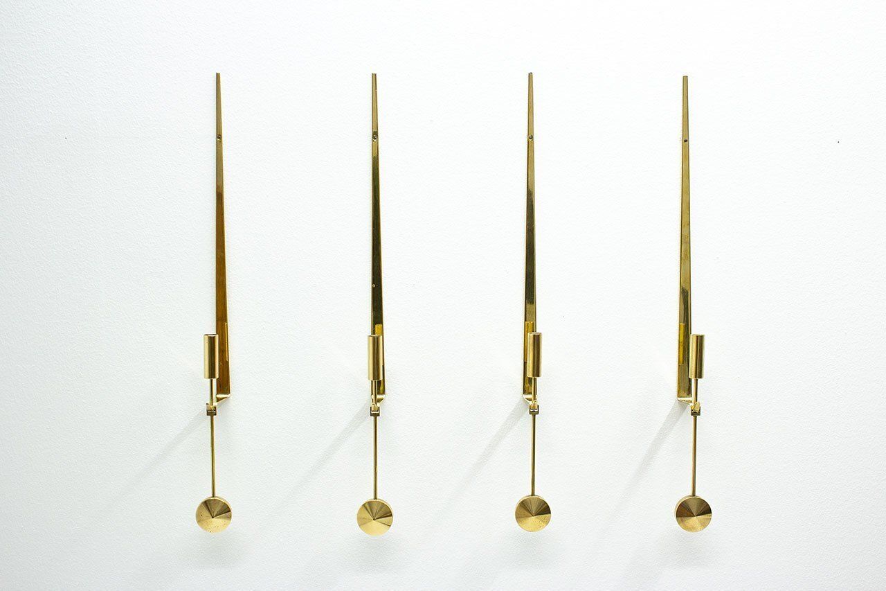 Swedish Wall Candlesticks By Pierre Forssell For Skultuna, 1970s, Set Of 4 photo for sale
