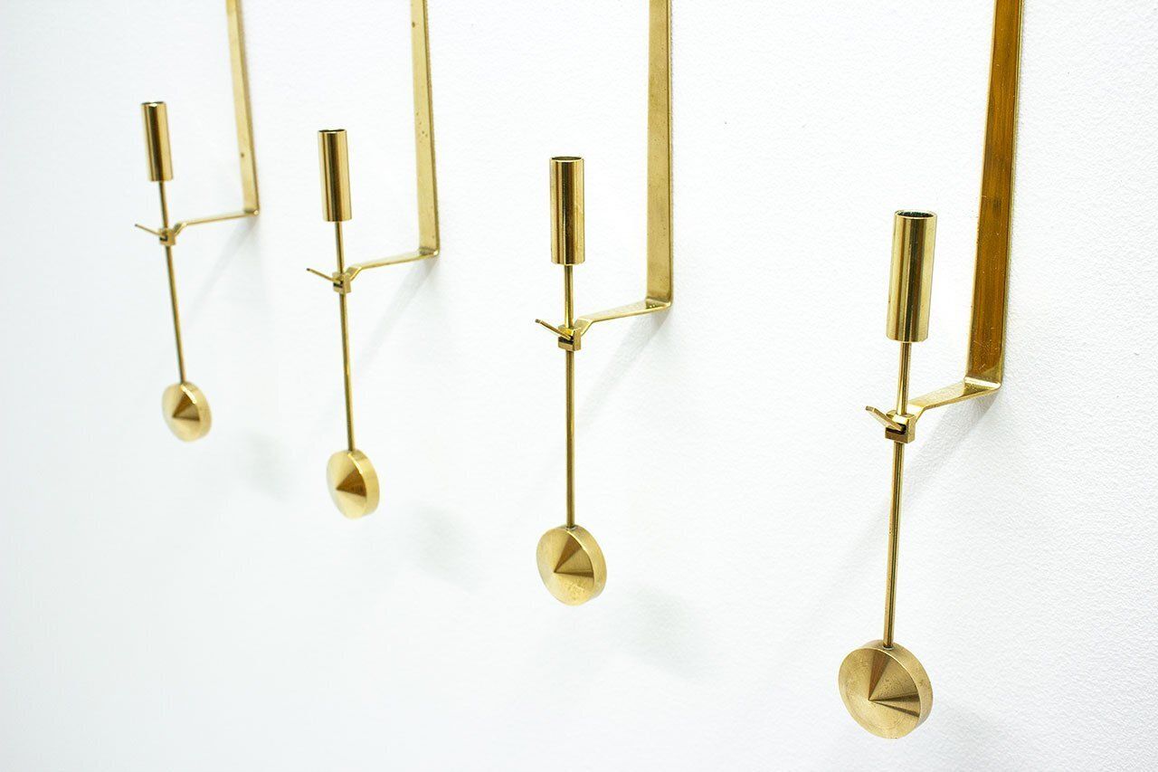 Swedish Wall Candlesticks By Pierre Forssell For Skultuna, 1970s, Set Of 4 photo Home Decor