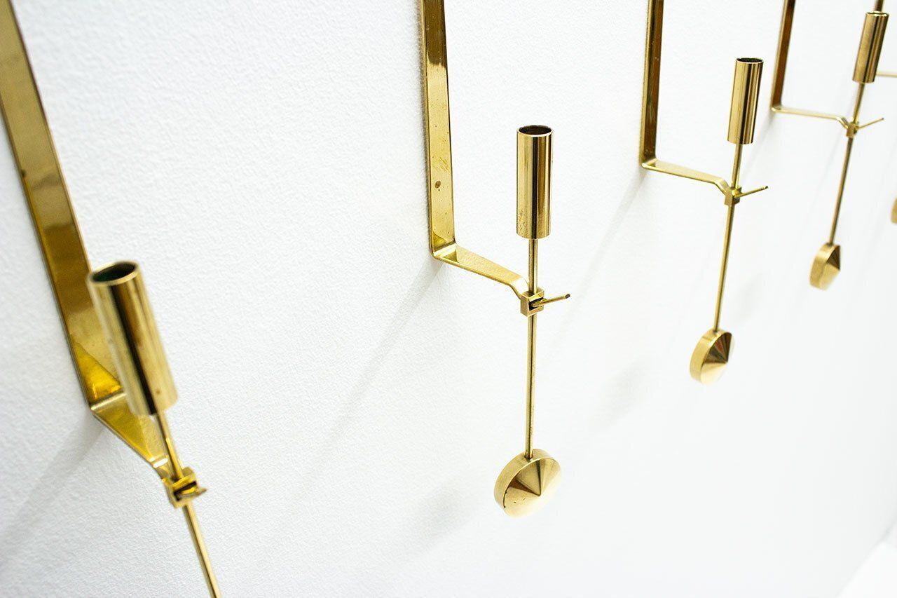 Swedish Brass Candle Sconces By Pierre Forssell For Skultuna, 1970s, Set Of 10 photo buy