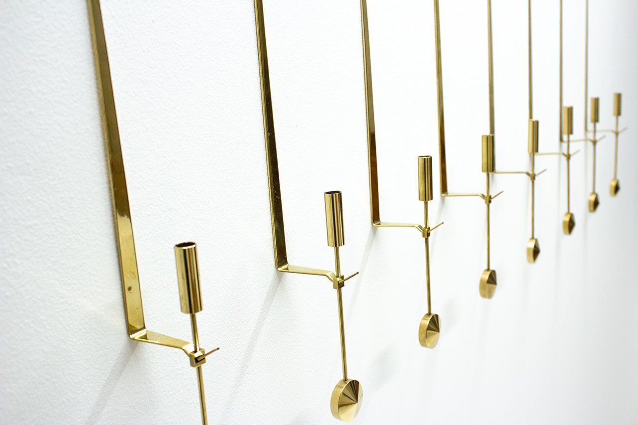 Swedish Brass Candle Sconces By Pierre Forssell For Skultuna, 1970s, Set Of 10 photo vintage