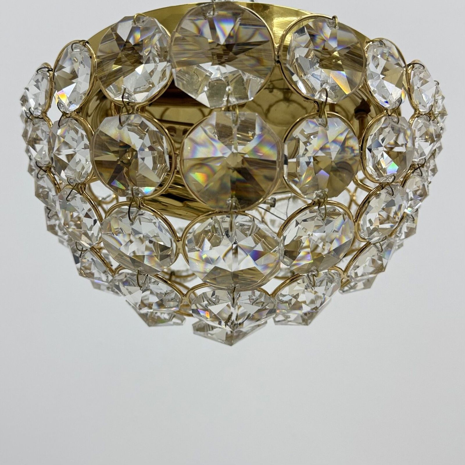Palwa Kristal En Messing Plafondlamp, Opbouwmontage, Jaren 1970 photo 485.0