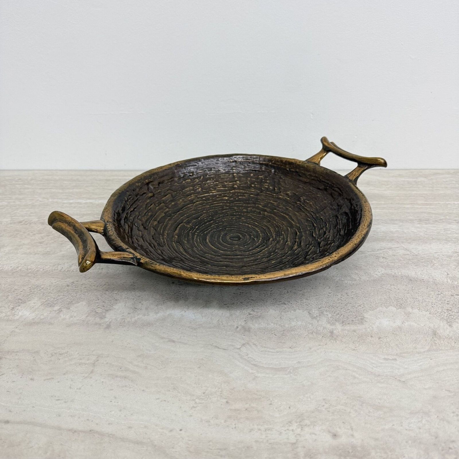 Brutalistische Bronzen Schaal, Jaren 1970, Vintage photo Woonaccessoires