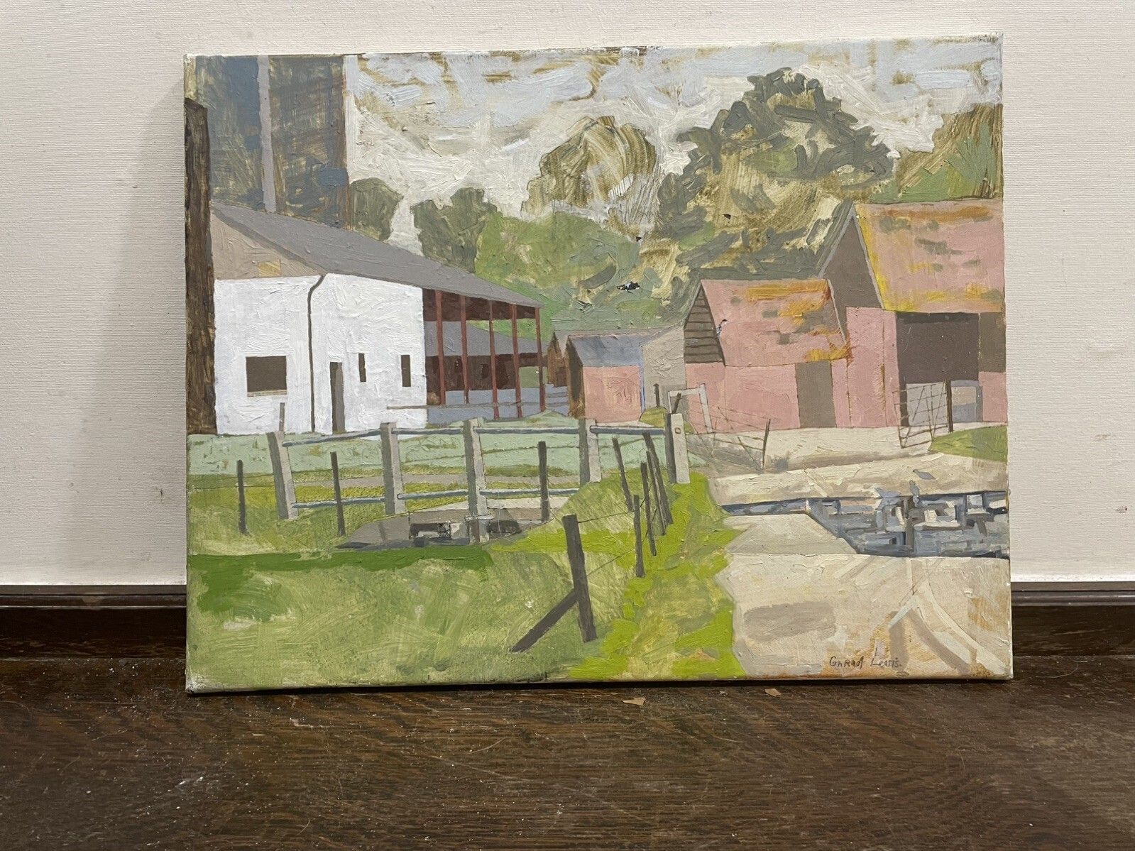 Conrad Lewis Oil Painting On Canvas Mid Century Landscape English School