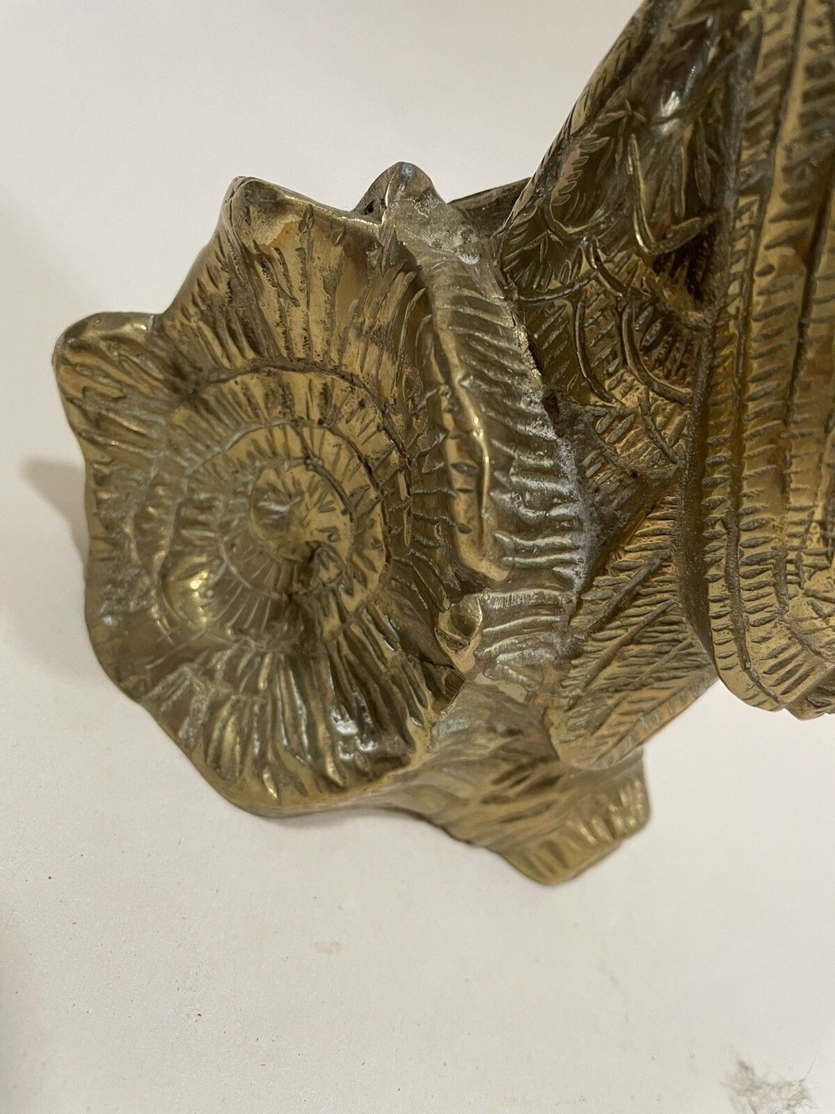 photo vinterior Antique 1930s Vintage Brass Owl Ornament Large Detailed Figurine