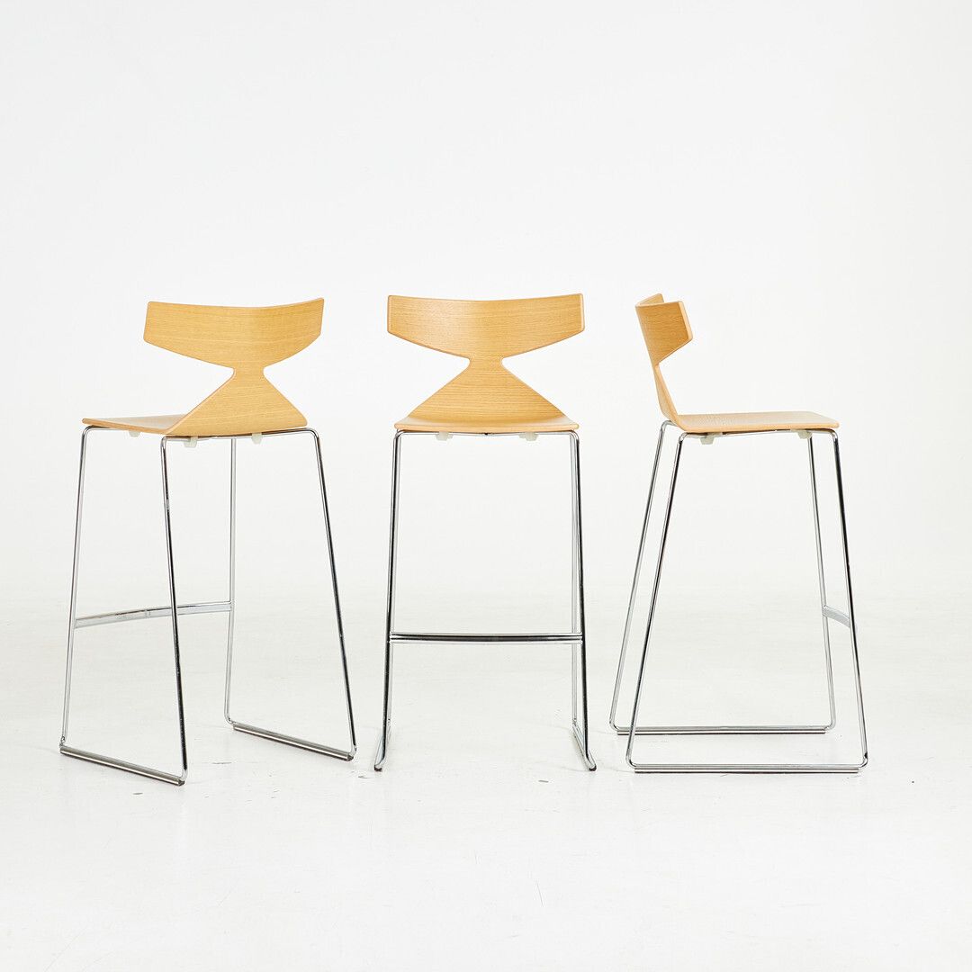 Lievore Altherr Molina “Saya” Bar Stools For Arper, Set Of 4, Ash & Stainless Steel , Saya, Italy photo for sale