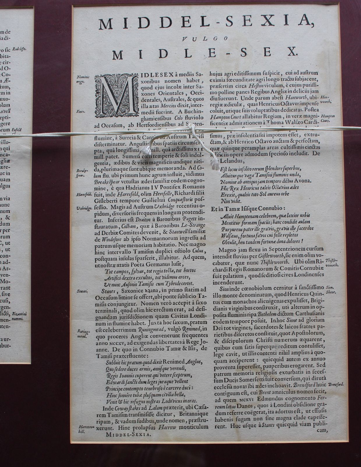 photo furniture Middelsexiæ Cum Hertfordiæ Comitatu: Middlesex & Hertford Shire. By Joannem Jansonium (Jan Jansson) C1646