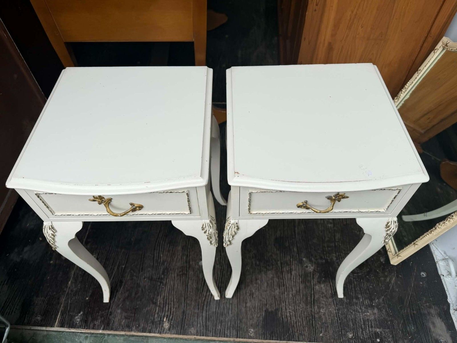 Pair Of French Style Bedside Tables/Drawers Ready To Upcycle photo for sale