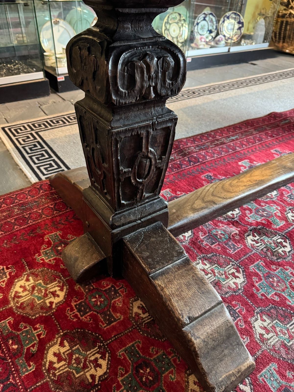 Antique Plank Top Oak Refectory Table In Elizabethan Style photo buy