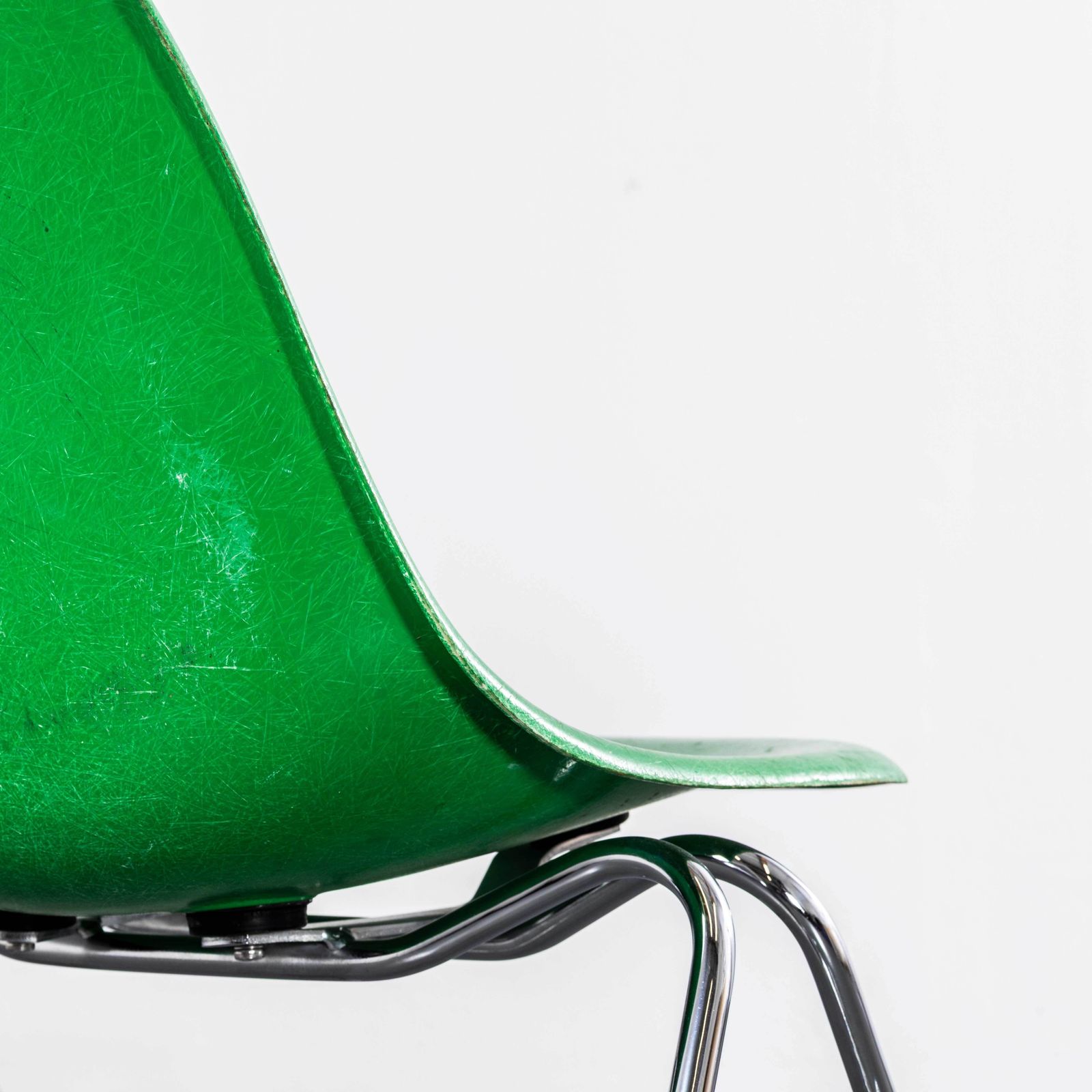 Furniture 1960's Original Eames Dss Stacking Vivid Green Fibreglass Dining Chair   Set Of Four photo