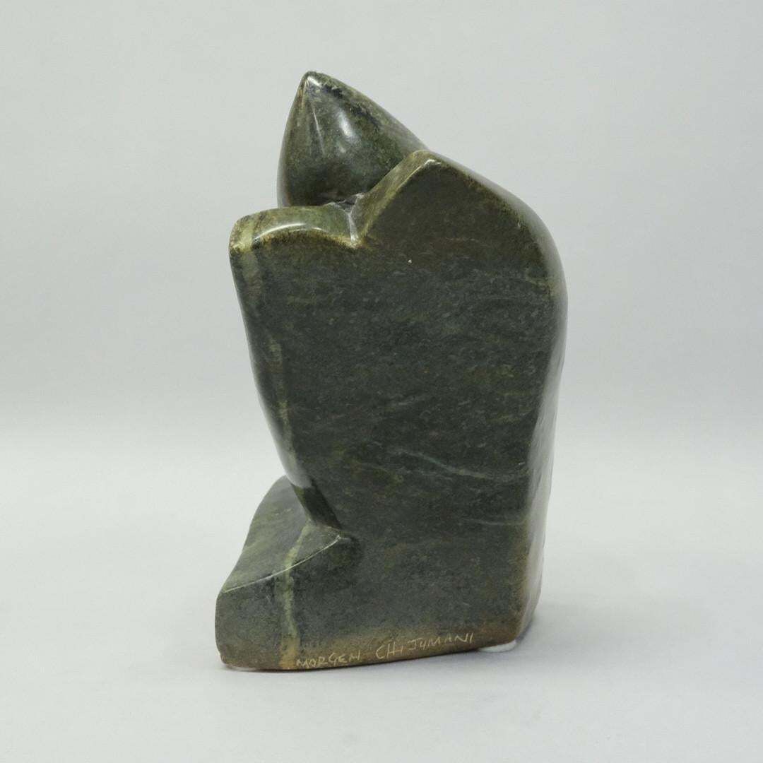 Decorative Signed African Stone Sculpture By Morning Chijumani, Abstract Stand photo vintage