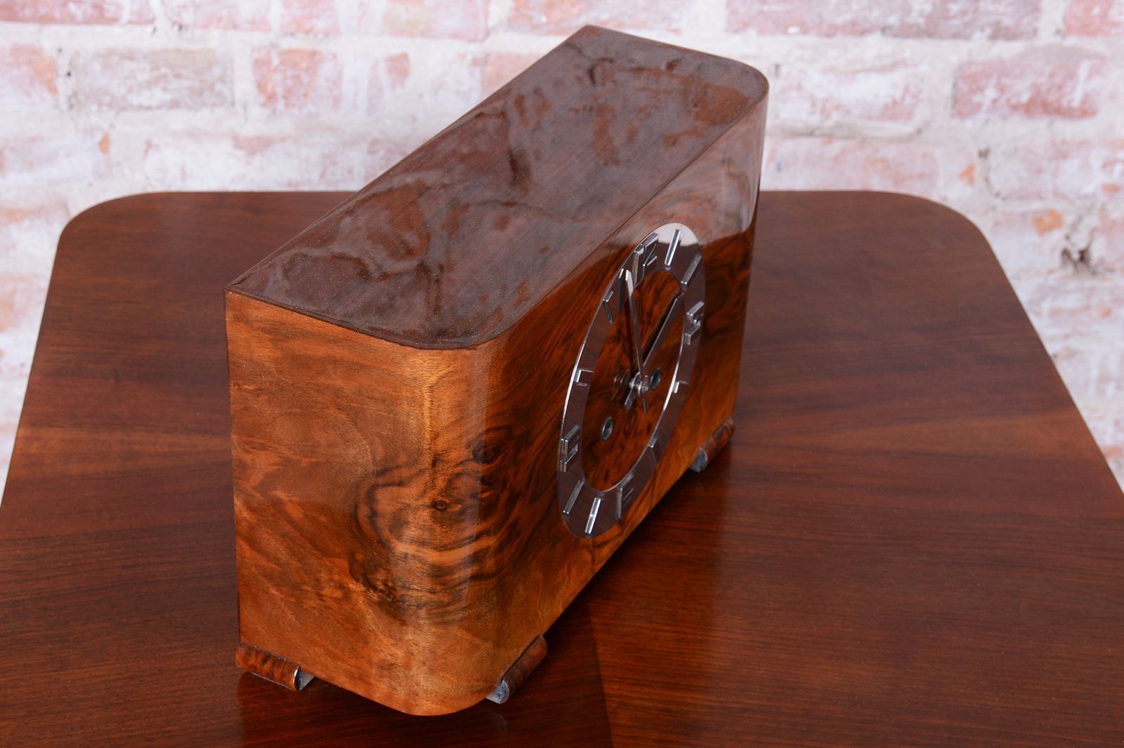 Restored Art Deco Clock, Walnut, Revived Polish, Czech, 1920s photo 900.0