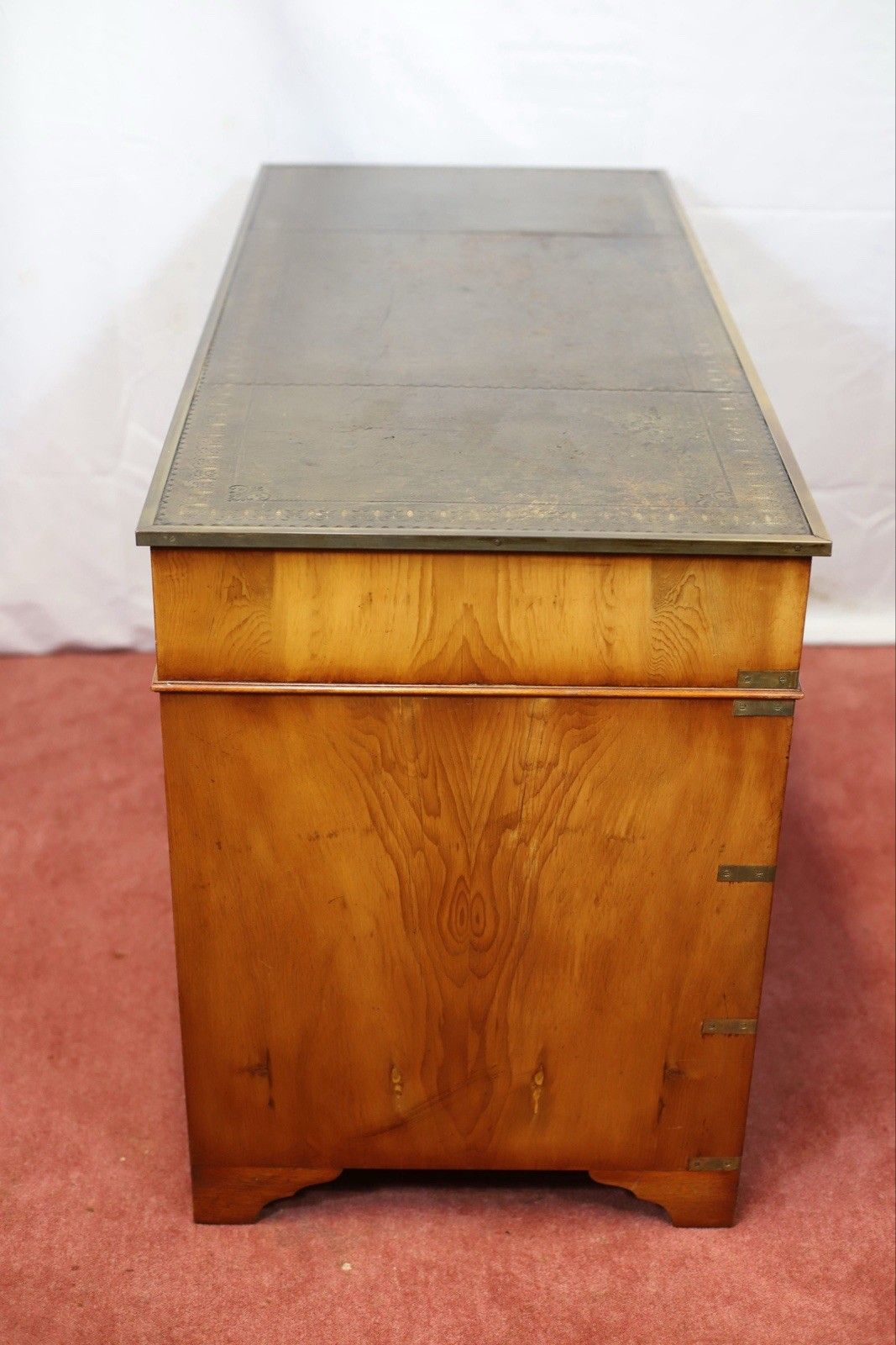 Lovely Military Campaign Style Pedestal Desk photo vinterior