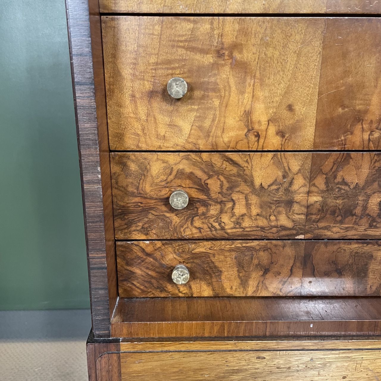 photo furniture Art Deco Burr Tallboy Cabinet, 1930s