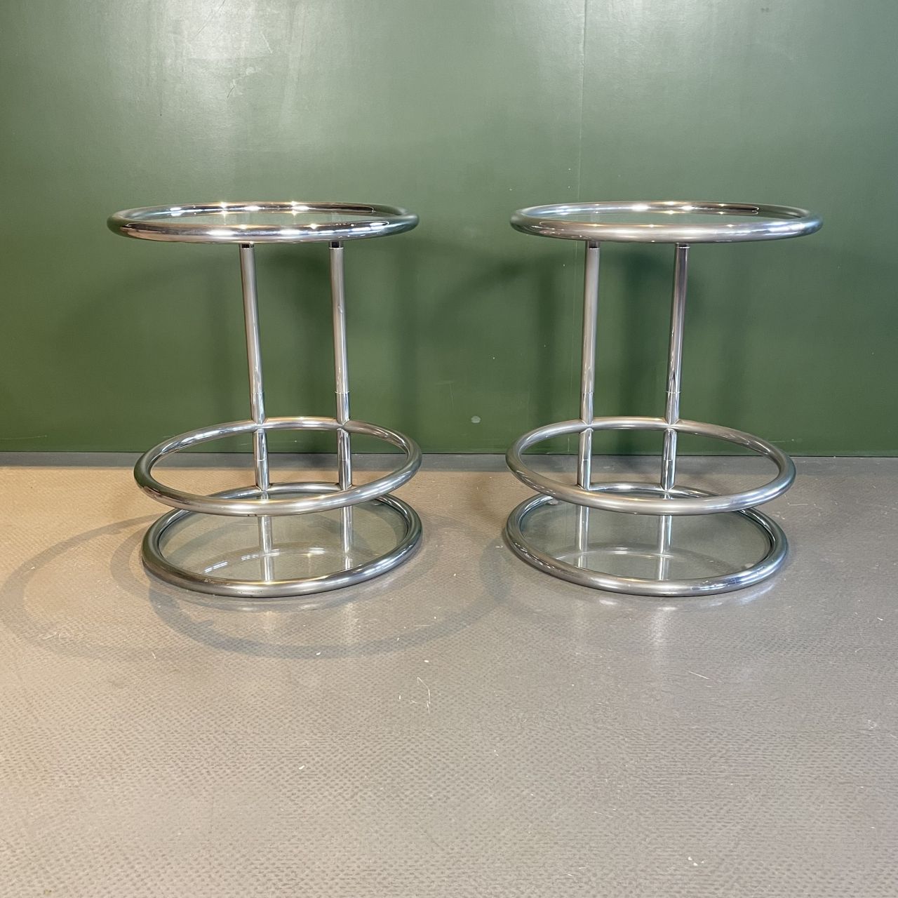 Pair Of 1970s Glass And Chrome Coffee Tables photo Furniture
