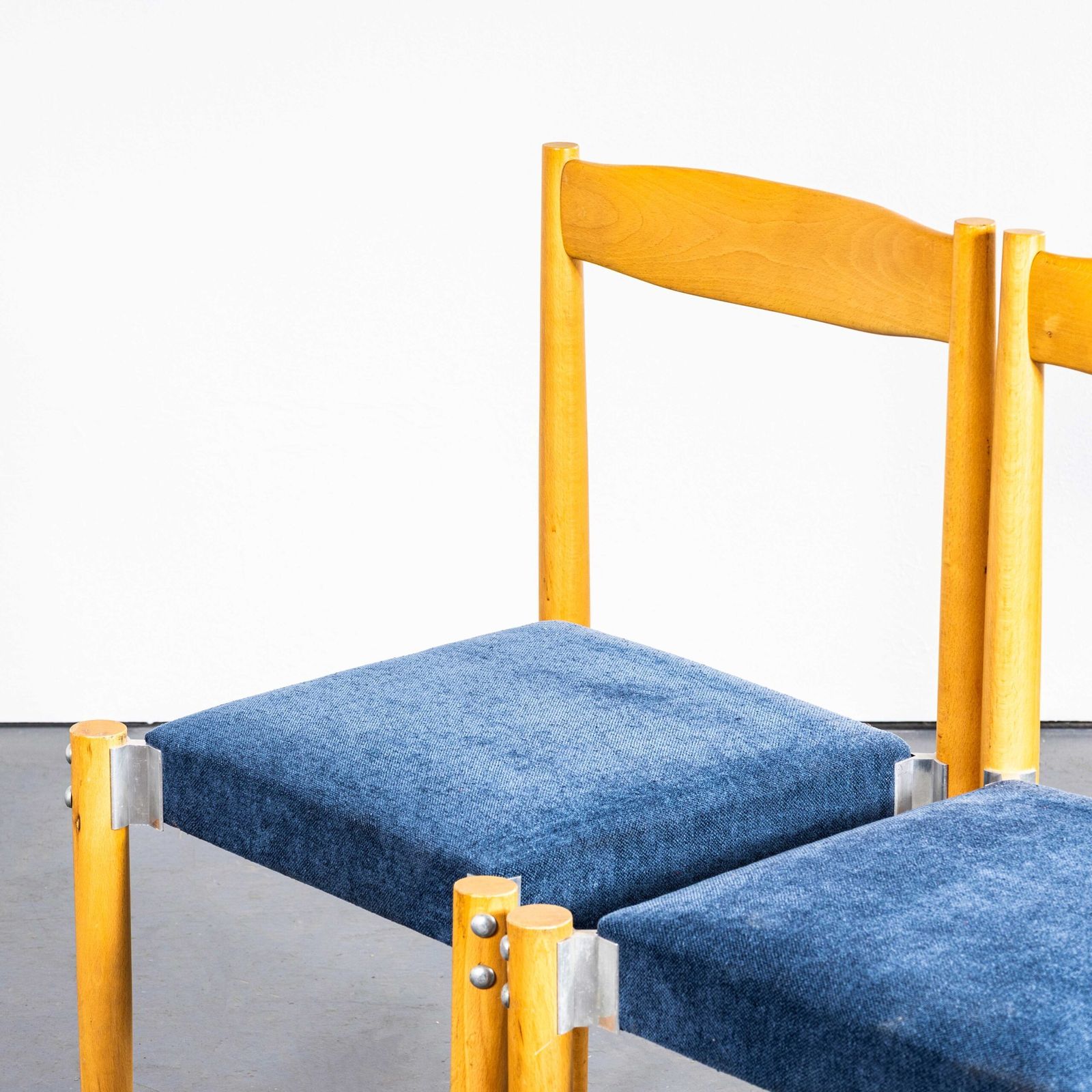 1980’s Blue Upholstered Contemporary Dining Chairs – Set Of Four photo vinterior