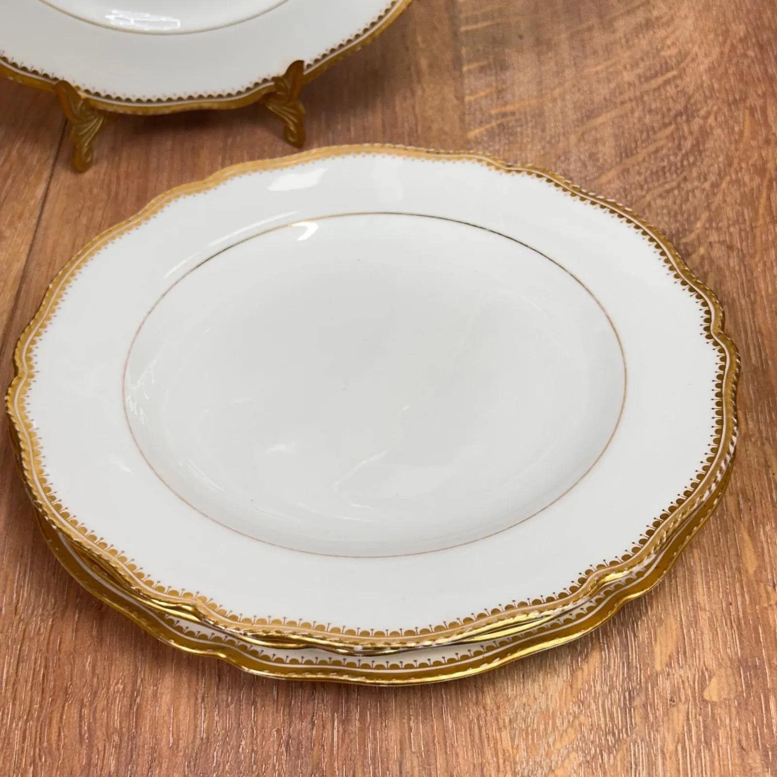 Set Of 4 Antique Spode Copeland Plates Gold Gilt Rim Waring & Gillow London photo for sale