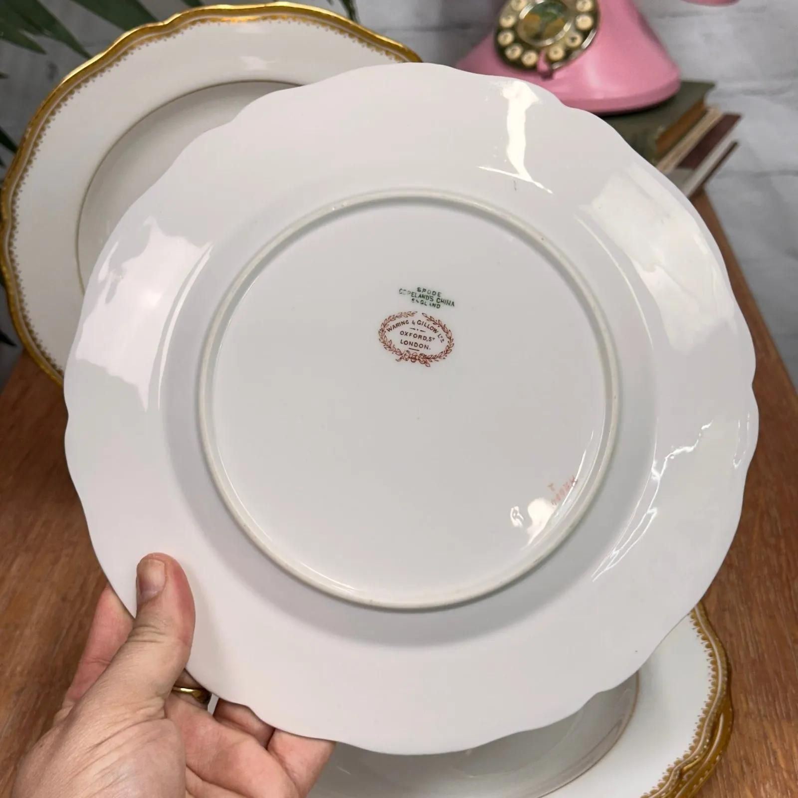 Set Of 4 Antique Spode Copeland Plates Gold Gilt Rim Waring & Gillow London photo vinterior