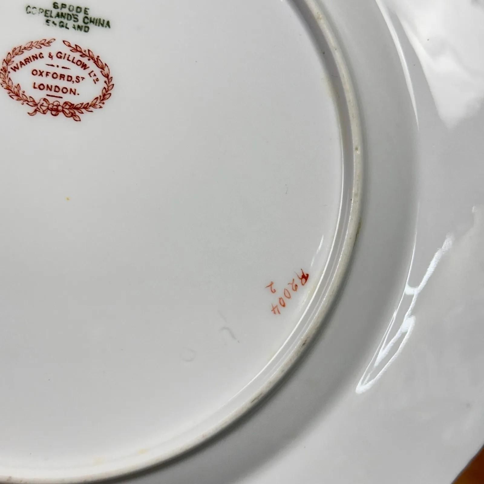 Set Of 4 Antique Spode Copeland Plates Gold Gilt Rim Waring & Gillow London photo vintage