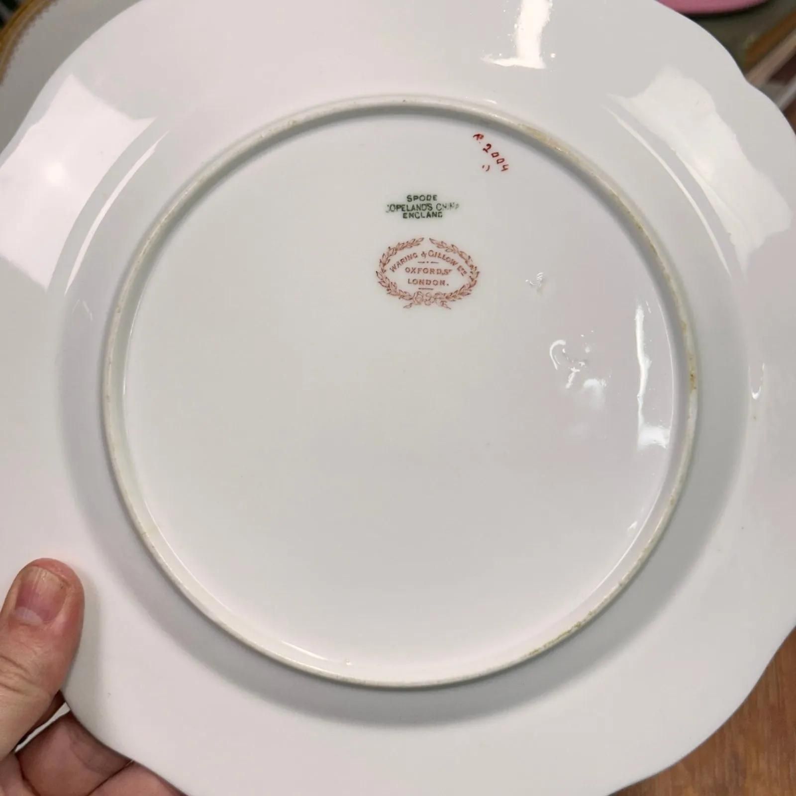 74.0 Set Of 4 Antique Spode Copeland Plates Gold Gilt Rim Waring & Gillow London photo