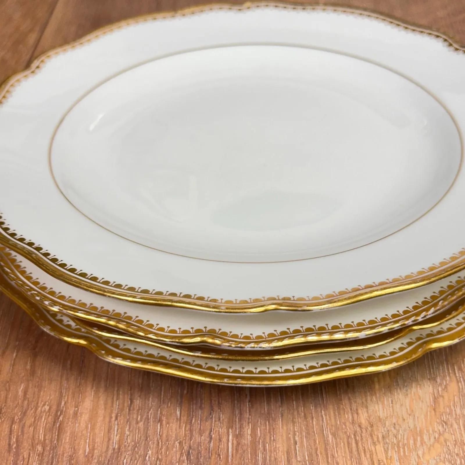 photo vintage Set Of 4 Antique Spode Copeland Plates Gold Gilt Rim Waring & Gillow London