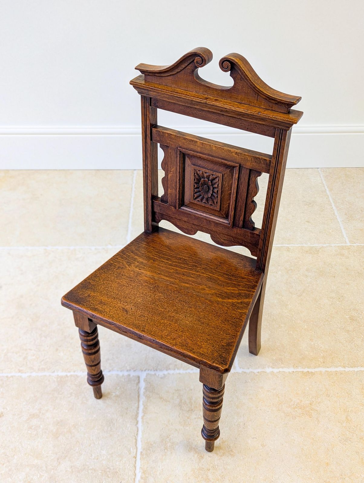Antique Victorian Oak Hall Chair C.1890 photo Furniture