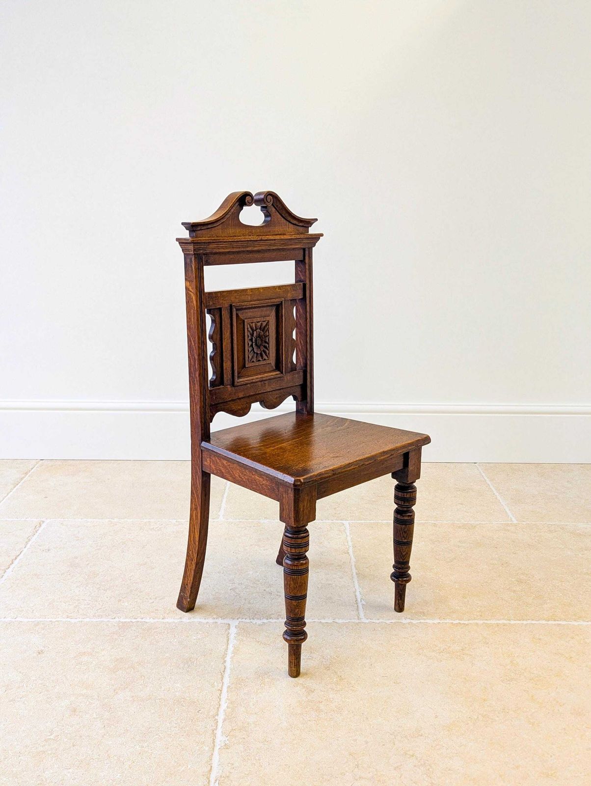Furniture Antique Victorian Oak Hall Chair C.1890 photo