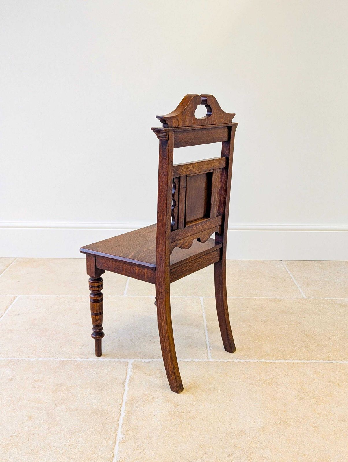 photo vintage Antique Victorian Oak Hall Chair C.1890