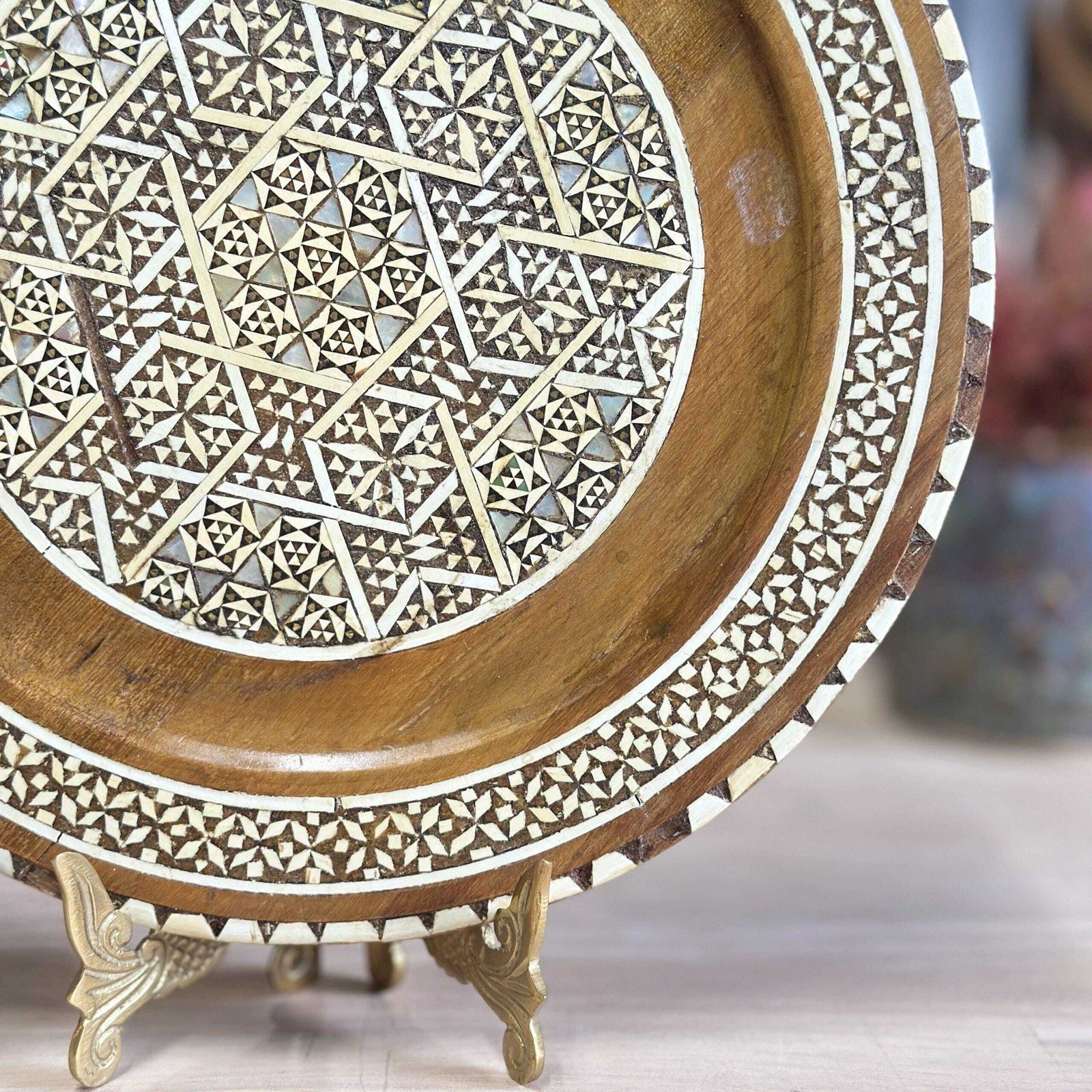 photo furniture Egyptian Islamic Mother Of Pearl Inlaid Wooden Decorative Plate Wall Hanging