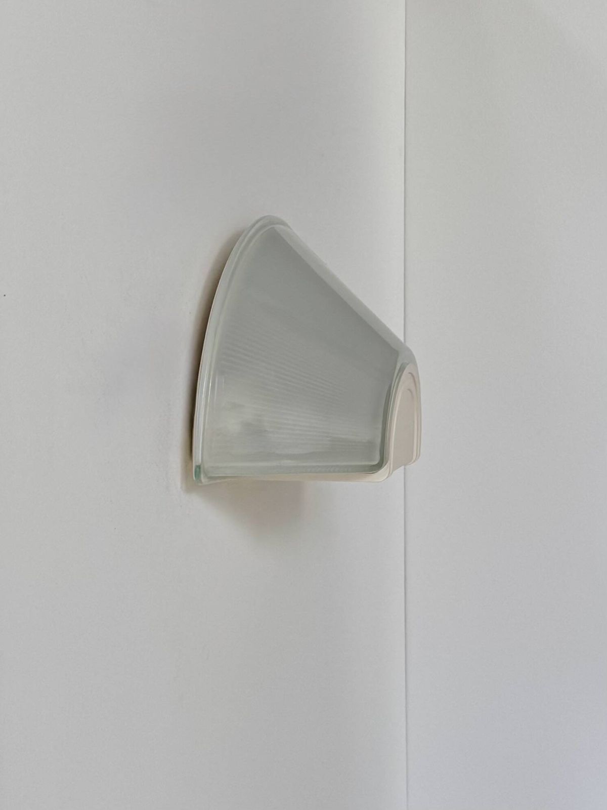 Vintage Xl Wall Light, Ribbed Glass And White Abs, Prisma, France, 1970. photo furniture