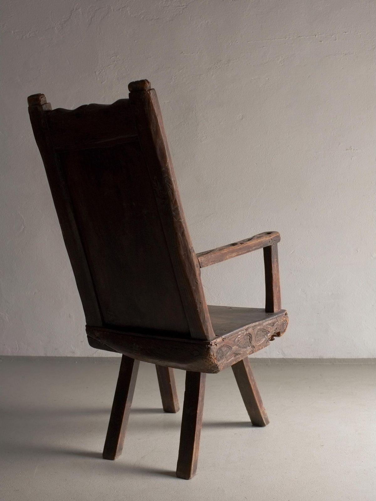 Antique Primitive Carved Oak Arm Chair | Belgium photo buy