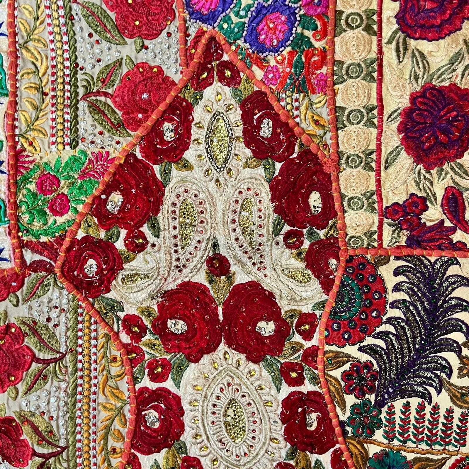 Large Vintage Indian Handmade Patchwork Tapestry Decorative Wall Hanging photo Art