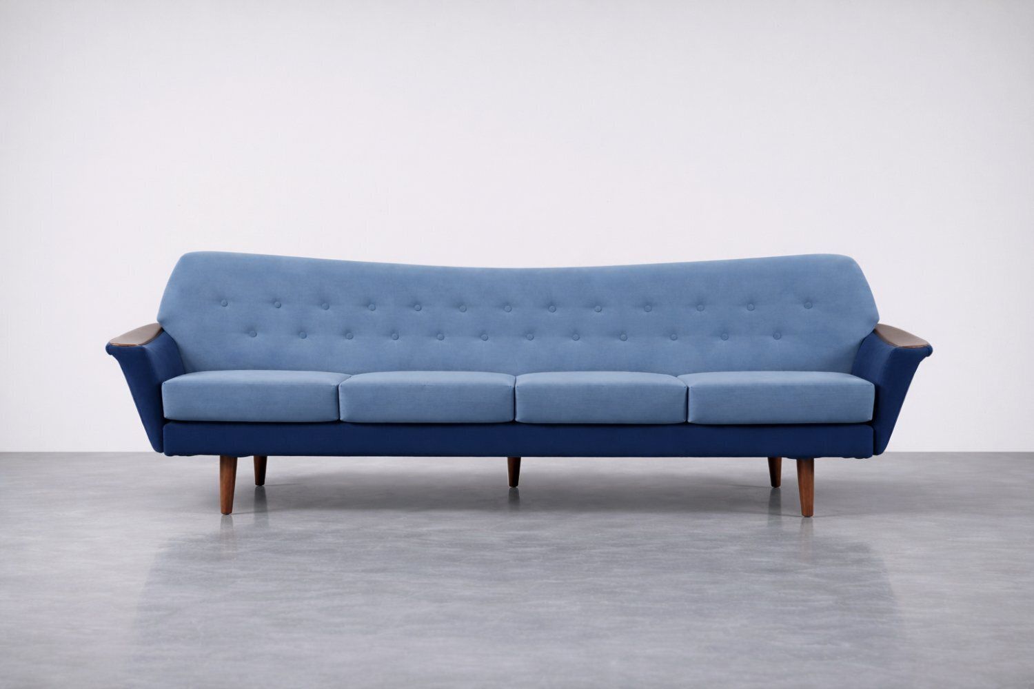 Mid Century Scandinavian Modern Blue Velvet Living Room Set From Holm Fabriker Ab, 1960s, Set Of 2 photo for sale
