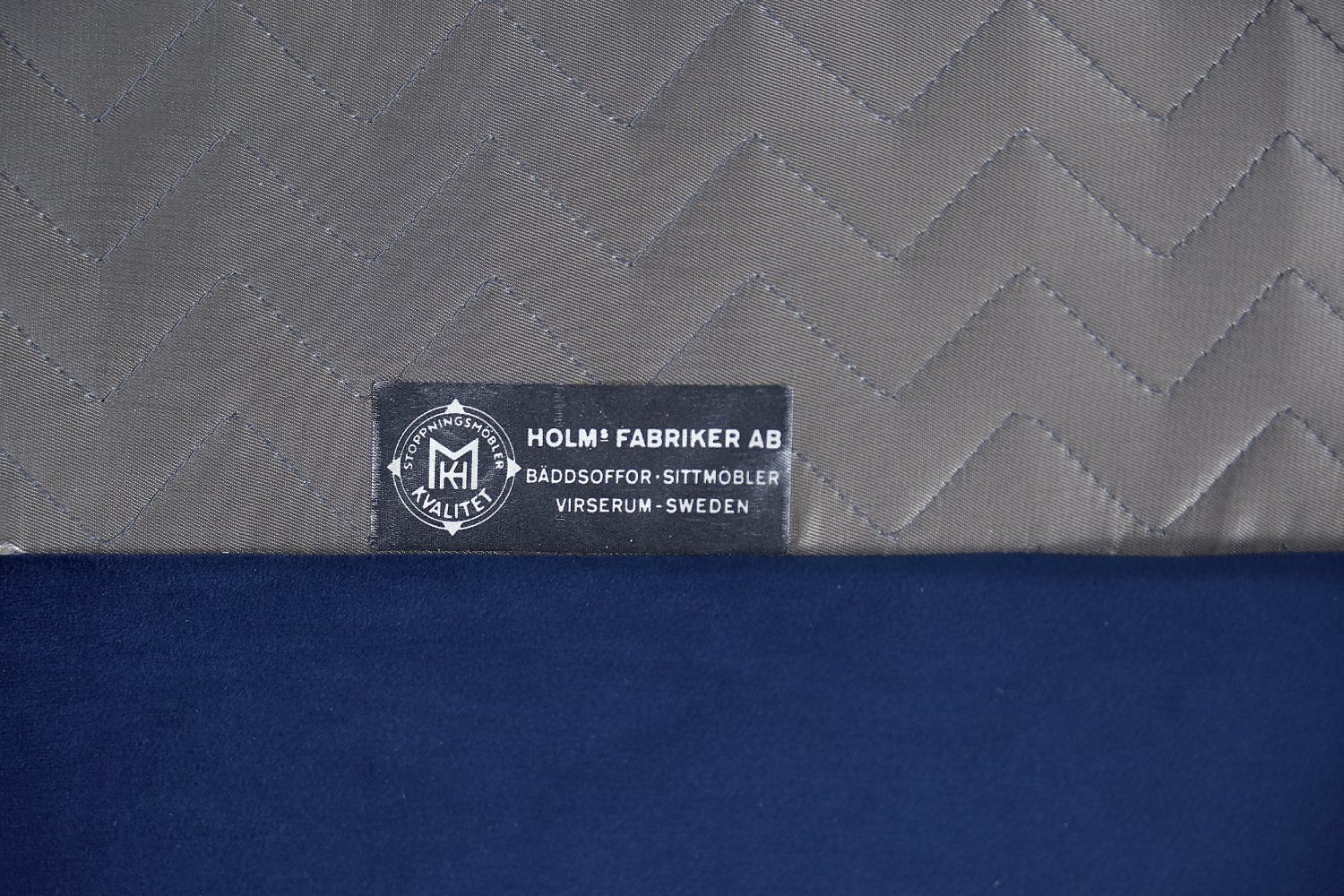 photo vintage Mid Century Scandinavisch Modern Blauw Velours Zitset Van Holm Fabriker Ab, Jaren 1960, Set Van 2