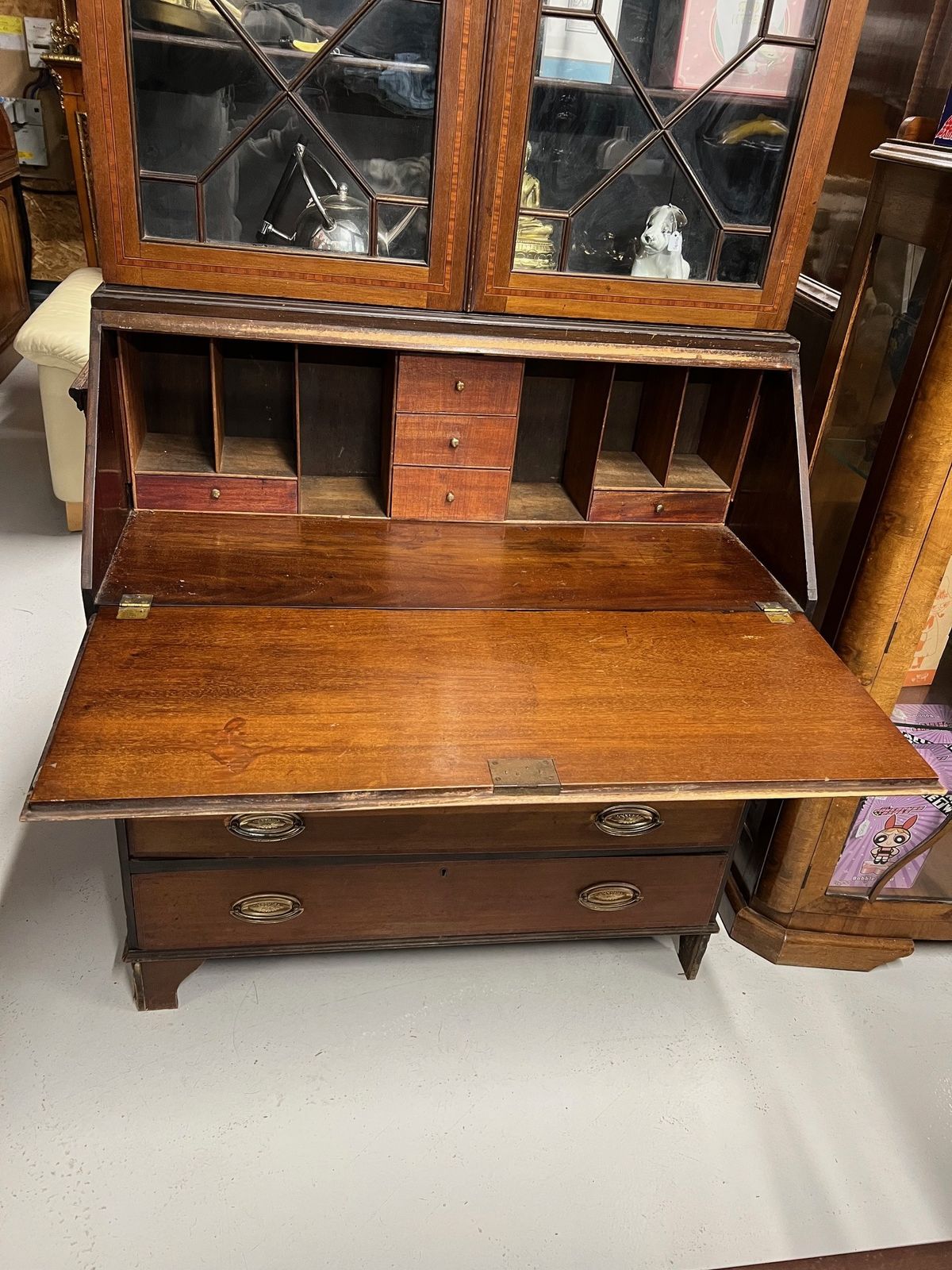 Antique Mahogany Bureau Bookcase photo 90.0