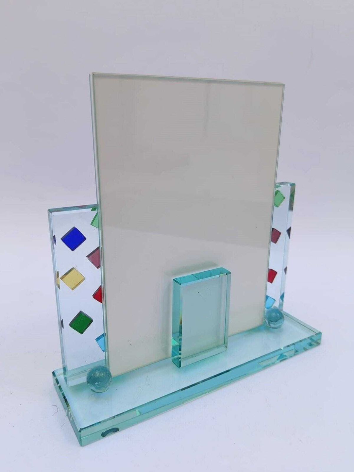 Ovodomo Thick Crystal Glass Photo Frame, Made In Italy Design photo for sale