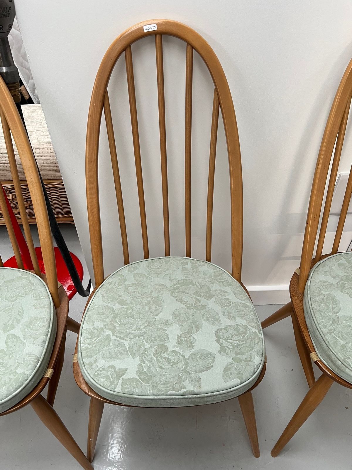 Set Of 4 Blonde Ercol High Hoop Dining Chairs photo for sale