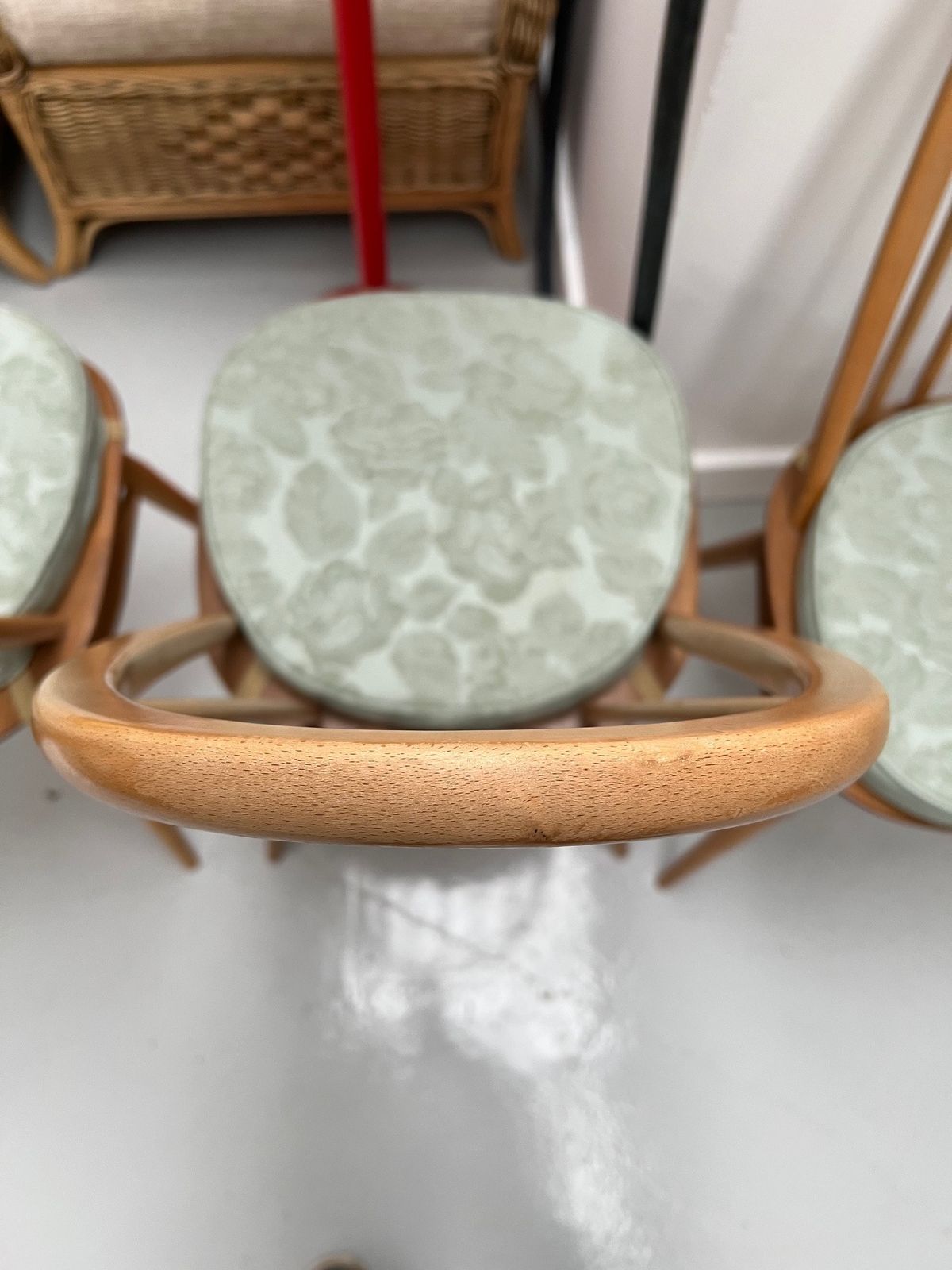 Set Of 4 Blonde Ercol High Hoop Dining Chairs photo vintage