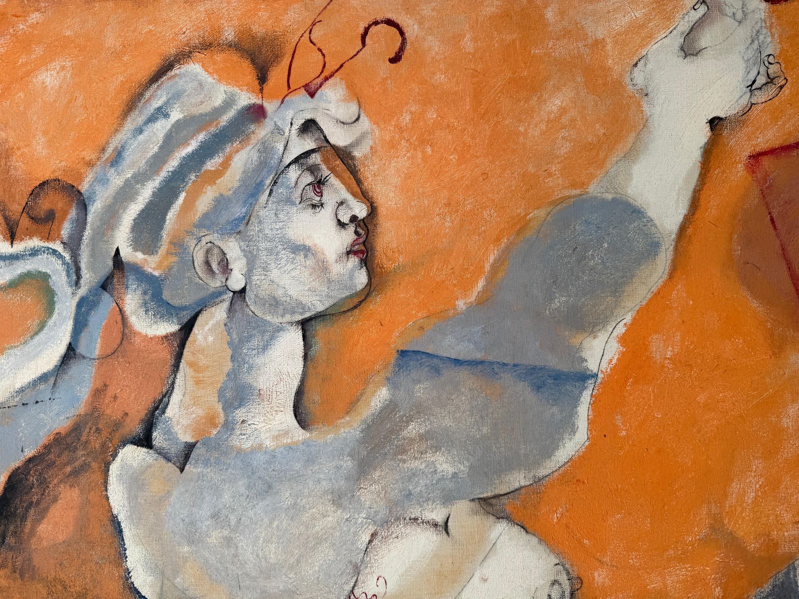 Eduardo Arranz Bravo Woman Man's Head Two Pears And Orange Background Abstract Surrealism 1967 Oil 1967 photo Art