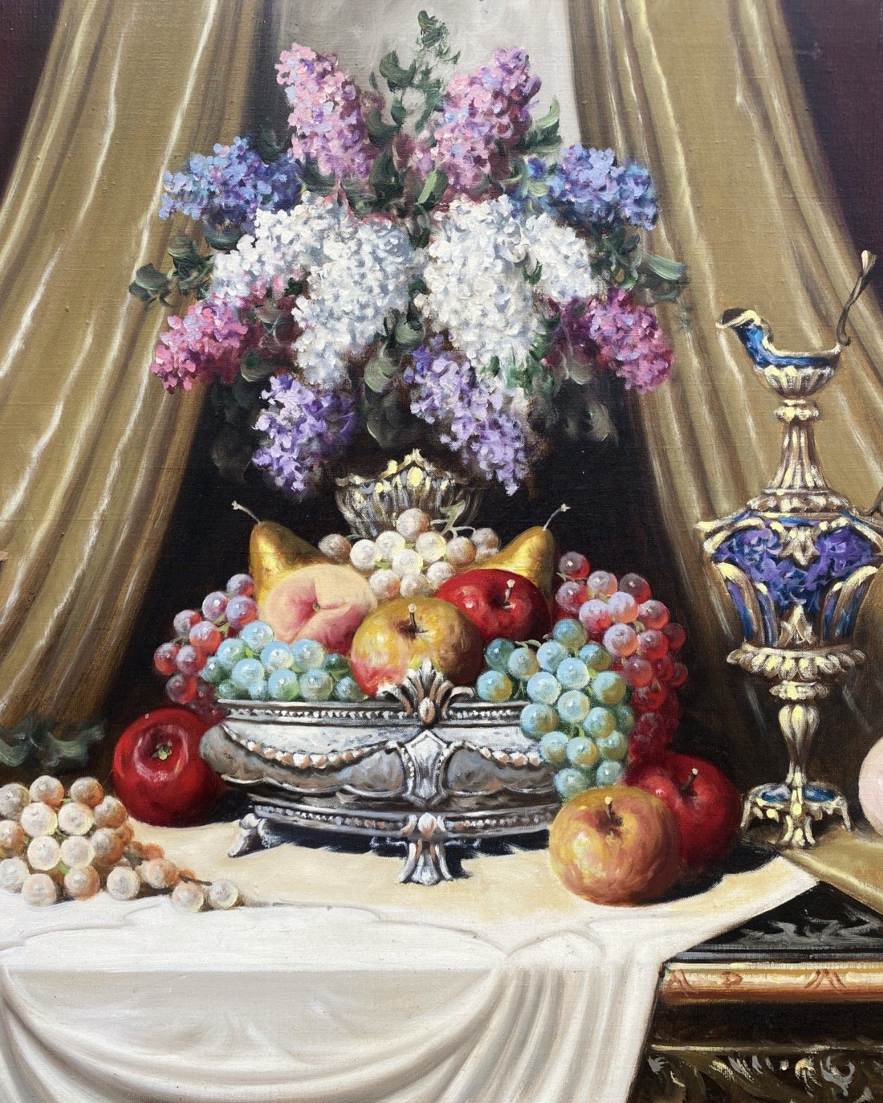 Bela Balogh (Hungarian 1909 1980) Large Stunning Still Life Banquet Oil Painting photo 875.0