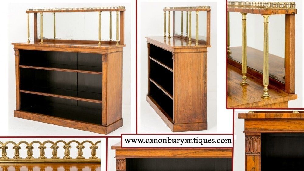 William IV Bookcase In Rosewood Open Front 19th Century Antique